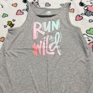 Adidas Gray Tank Top with Colorful 'Run Wild' Graphic